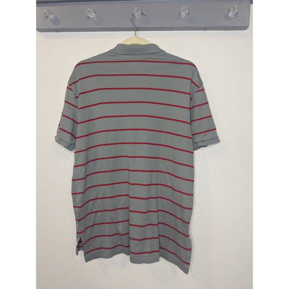 POLO Ralph Lauren Short Sleeve Cotton Striped Gray Red Polo Shirt Men Size Large - Picture 5 of 5